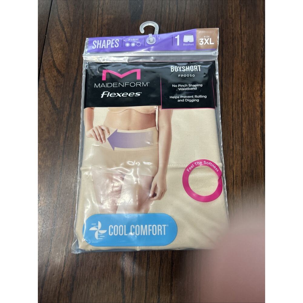 Maidenform Flexees Shapes Cool Comfort Firm Boyshort FP0050 Beige XL